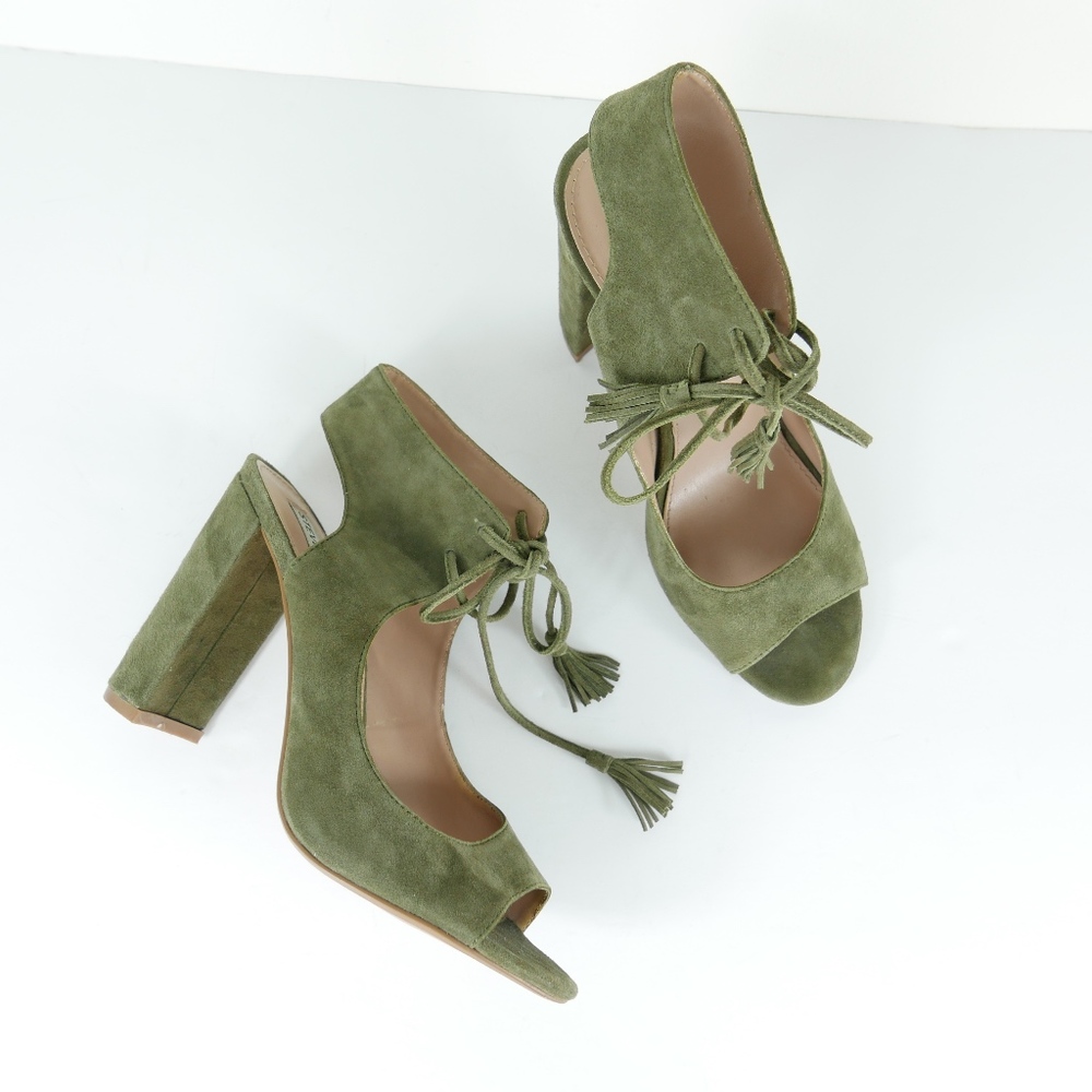 Steve Madden Olive Suede Charlea Block Sandal Heel